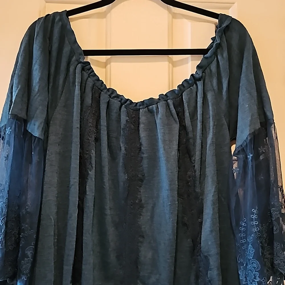 American Rag Teal blouse/Sweater Size 1x - Picture 4 of 11